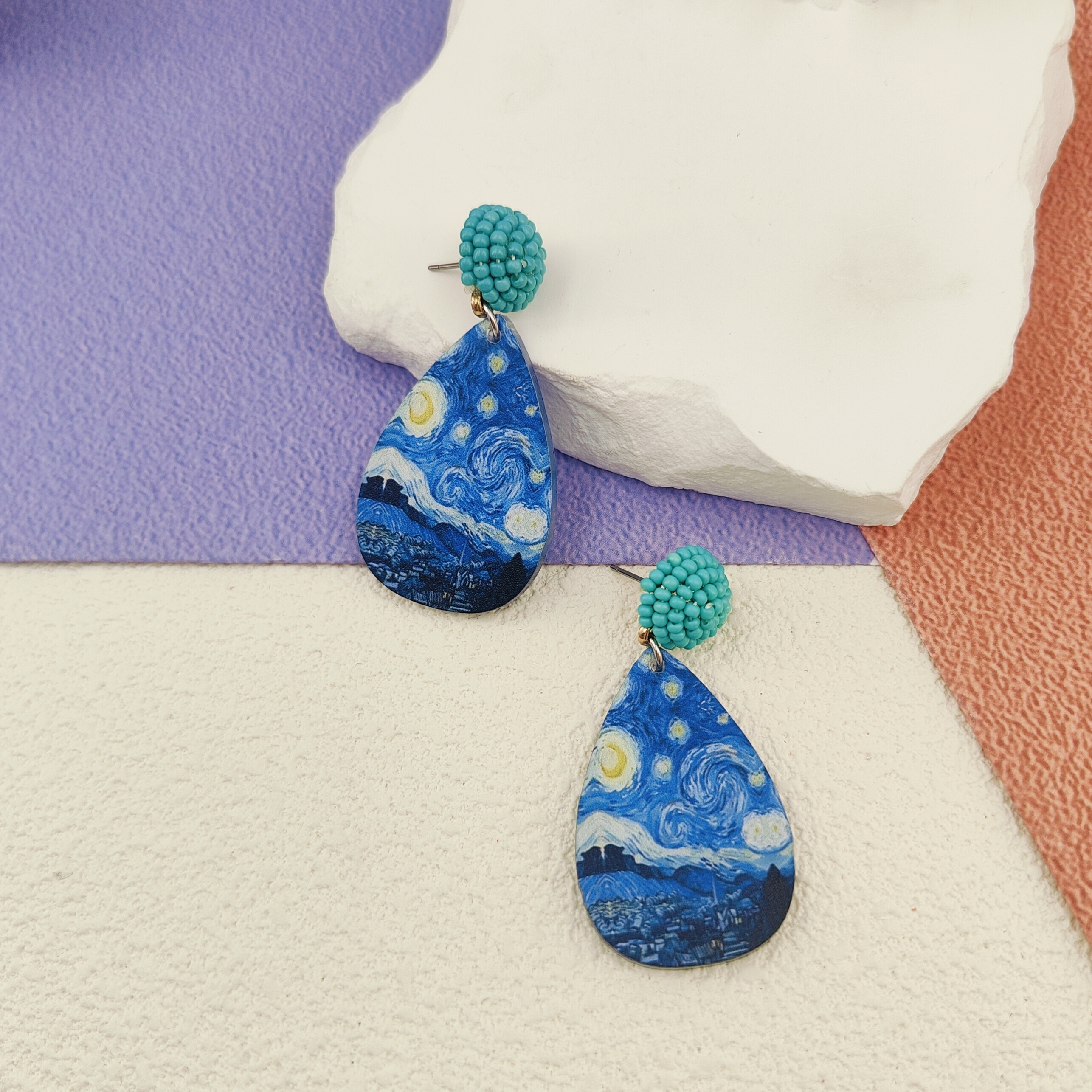 Handmade Vintage Artistic Van Gogh Starry Night Teardrop Bracelet